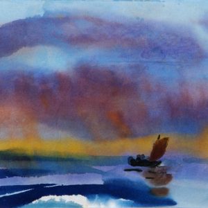 Nolde, Emil: Sea and boat with brown sails