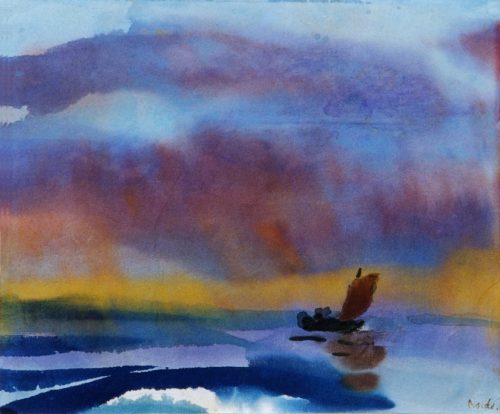 Nolde, Emil: Sea and boat with brown sails