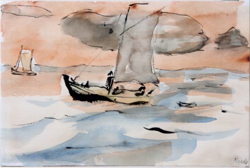 Nolde, Emil: Sailboats in the evening light, 1913