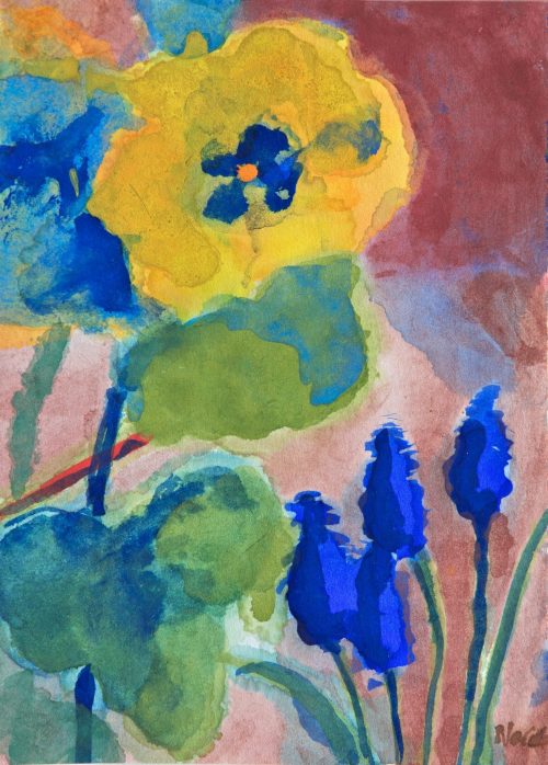 Nolde, Emil: Yellow pansies and blue hyacinths