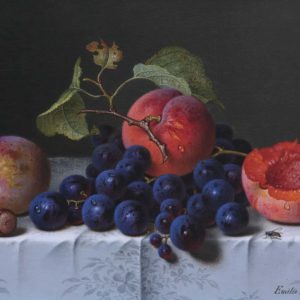 Preyer, Emilie: Fruit still life on tablecloth