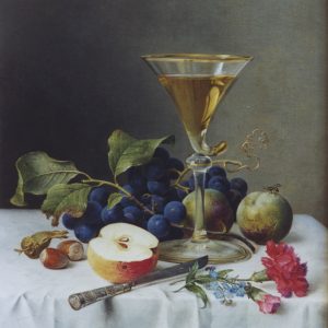 Preyer, Emilie: Still life with fruit with wine glass, 1874