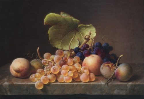 Preyer, Johann Wilhelm: Still life with grapes, 1849