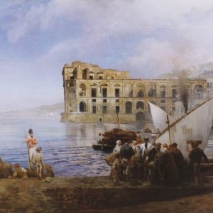 Achenbach, Oswald: Bay near Naples with the palace of Queen Johanna, 1878