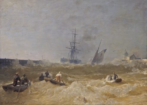 Andreas Achenbach: "Stürmische Einfahrt in den Hafen", 1877