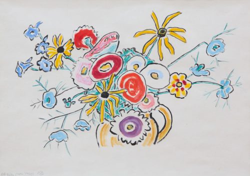 Münter, Gabriele: Bouquet of Flowers in Yellow Jug, 1956