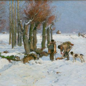 Hugo Mühlig: Winter hunting. Boy driver and hunter
