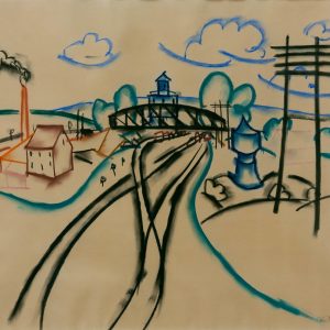 Walter Ophey: Landscape with a railway bridge, 1920