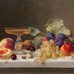 Emilie Preyer: Still life with champagne glass, 1875