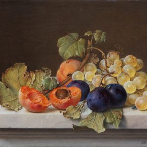 Johann Wilhelm Preyer: Früchtestillleben mit Pflaumen, 1880